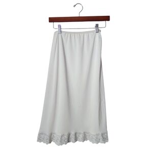 STONES WEAR x VINTAGE eyelet lace trim slip skirt white midi skirt nylon M‎